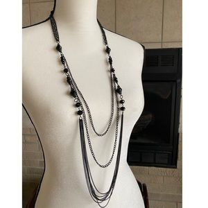3 tier ball long chain fashion necklace